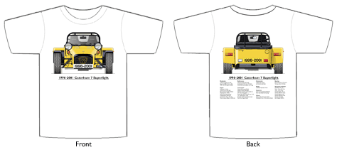 Caterham 7 Superlight 1996-2001 T-shirt Front & Back